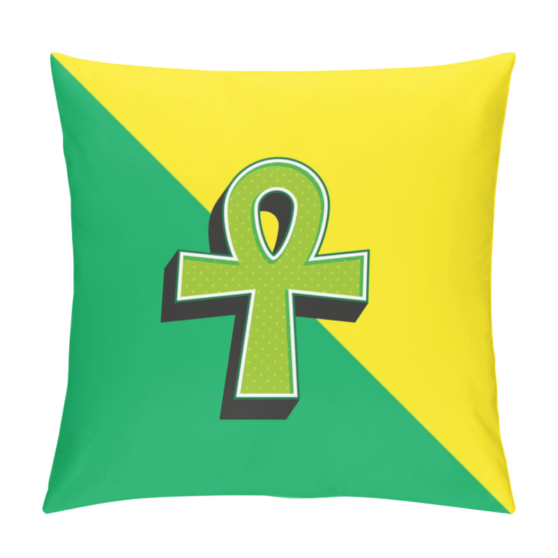 Personality  Ankh Green And Yellow Modern 3d Vector Icon Logo Pillow Covers