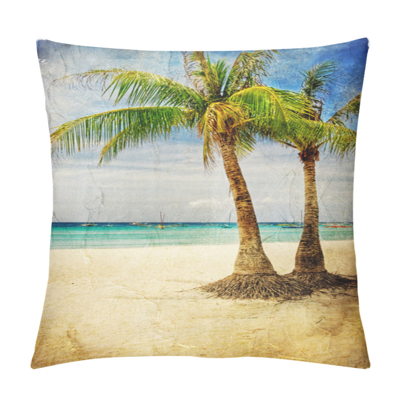 Personality  Tropical Beach - Artwork In Painting Style Pillow Covers