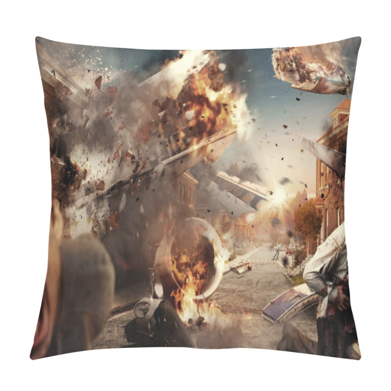 Personality  Scared Men Running From Plane Crash Pillow Covers