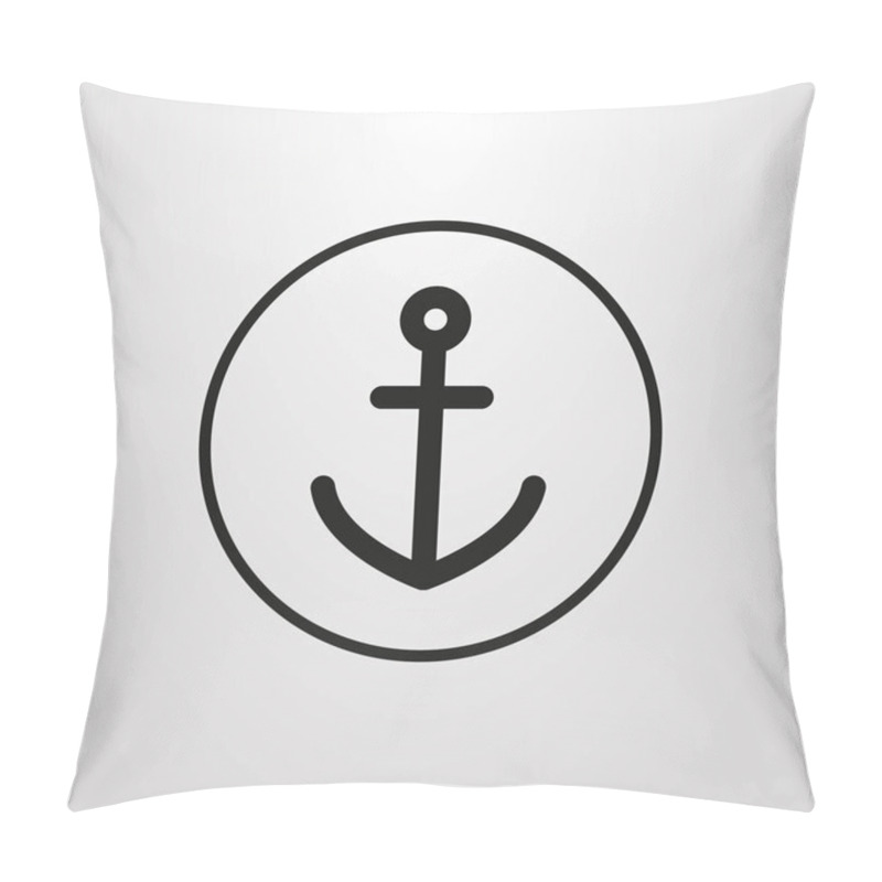 Personality  Black And White Simple Vector Line Art Symbol Of Anchor In A Round Frame Pillow Covers