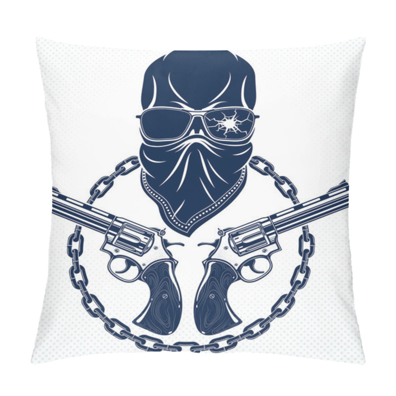 Personality  Revolution And Riot Wicked Emblem Or Logo With Aggressive Skull, Pillow Covers