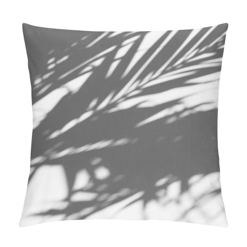 Personality  Elegant Shadows Of Palm Leaves Creating An Artistic Pattern In Monochrome. Pillow Covers