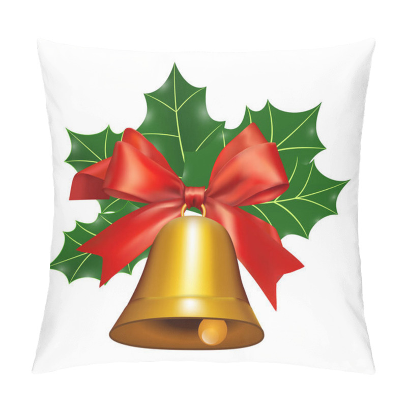 Personality  Bell With A Red Ribbon And Mistletoe Pillow Covers