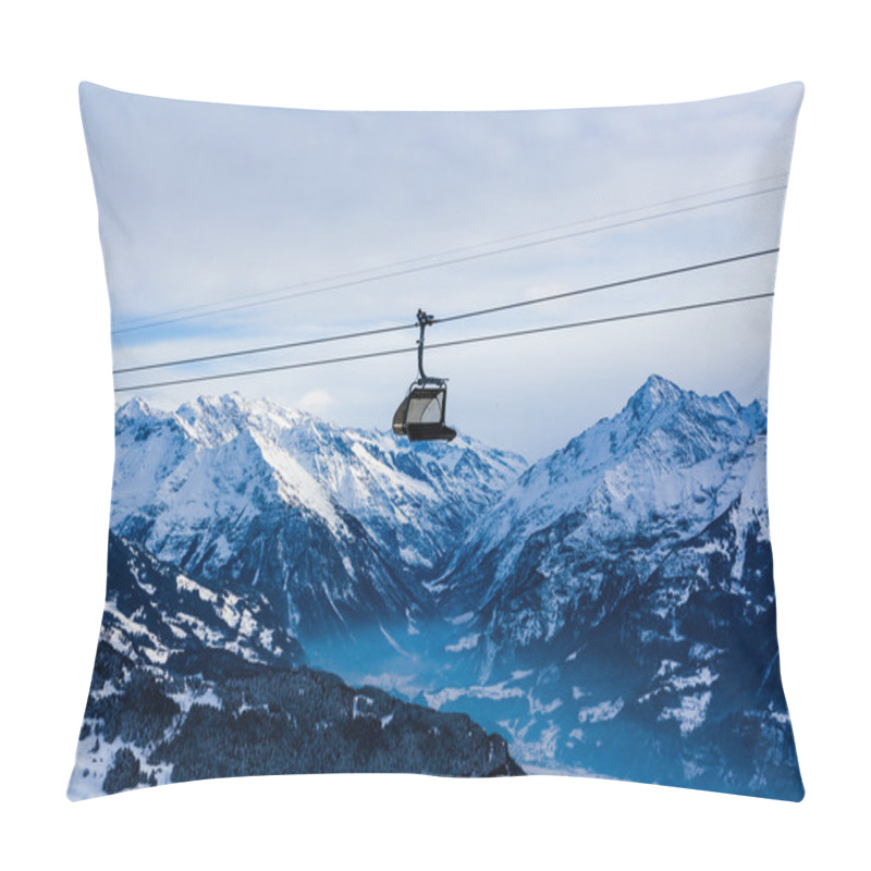 Personality  Mountains Ski Resort.  Cable Car. Winter In The Swiss Alps. Moun Pillow Covers