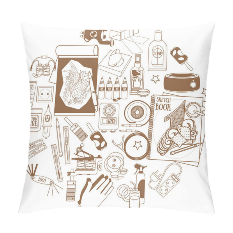 Personality  Tattoo Studio Icons Pillow Covers