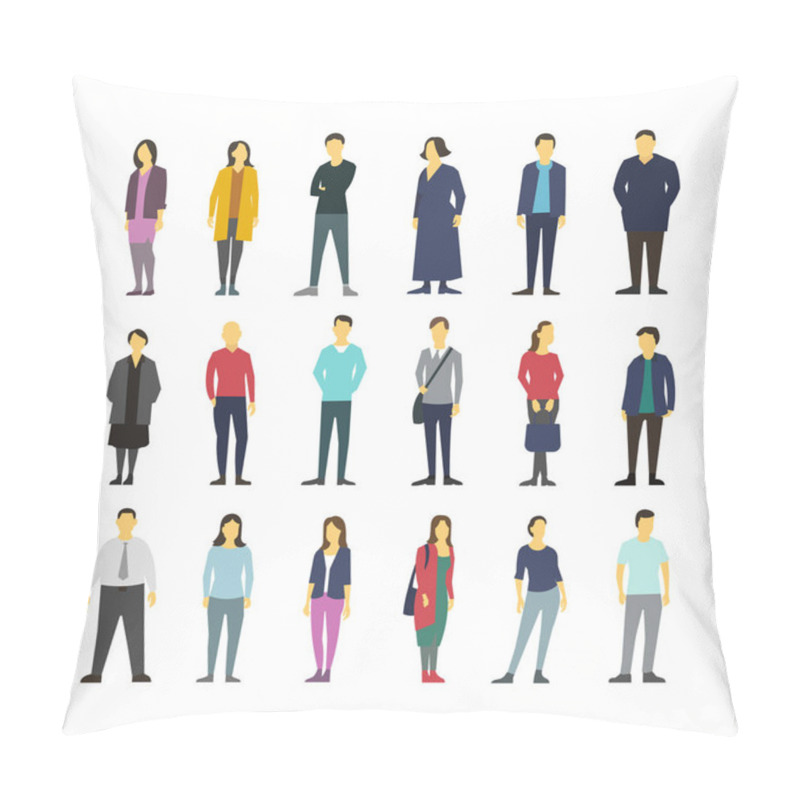 Personality  Neatly Vector People Standing Flat Design Large Set Pillow Covers