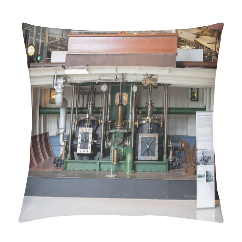 Personality  Oslo, Norway 1 May, 2022: Steam Engine Display At Norwegian Museum Of Science And Technology Pillow Covers