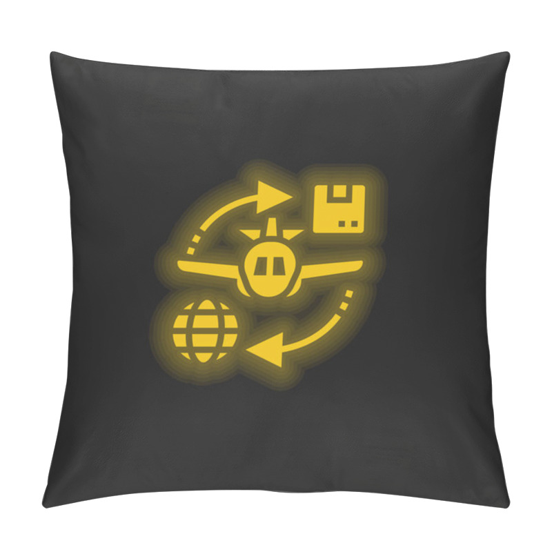 Personality  Air Plane Yellow Glowing Neon Icon Pillow Covers