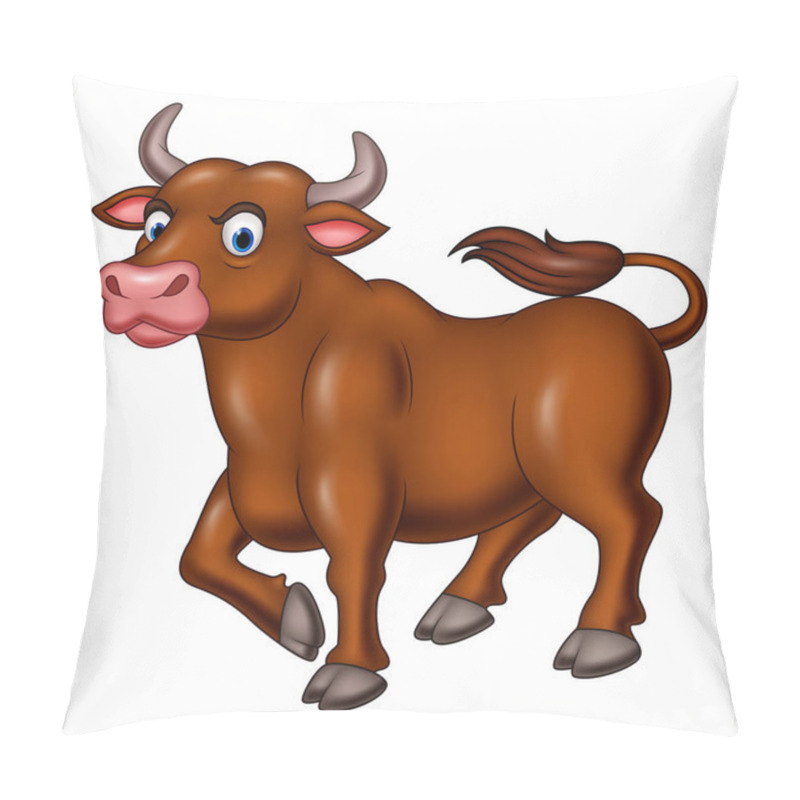 Personality  Vector Illustration Of Cartoon Angry Bull Isolated On White Background Pillow Covers