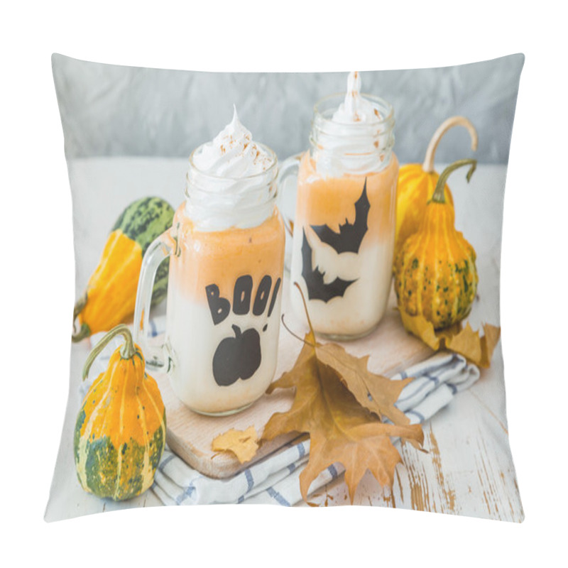 Personality  Halloween Style Pumpkin Spice Latte In Glass Jar Pillow Covers