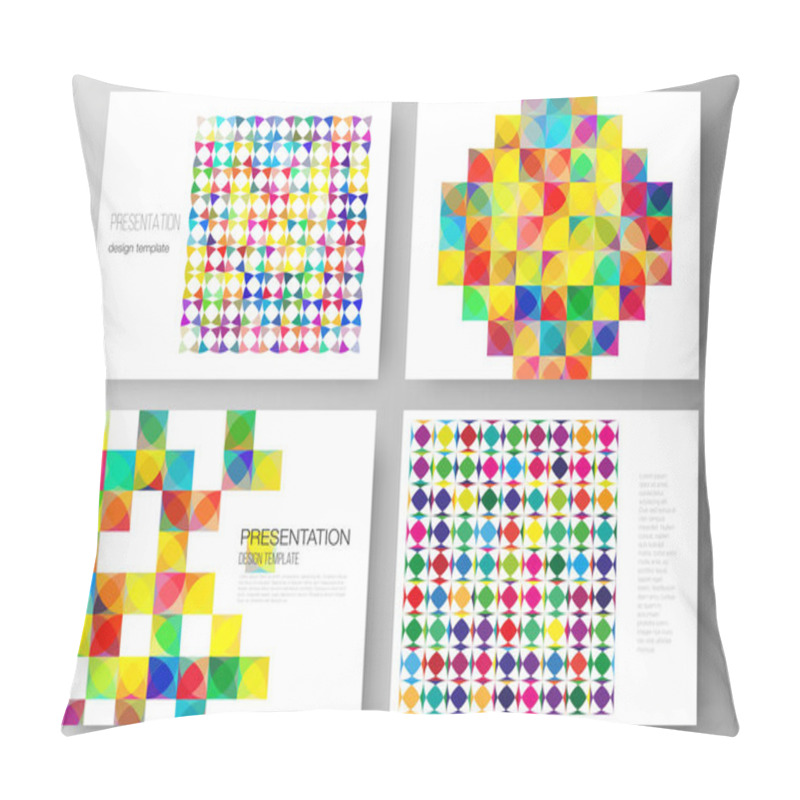 Personality  The Minimalistic Abstract Vector Illustration Layout Of The Presentation Slides Design Business Templates. Abstract Background, Geometric Mosaic Pattern With Bright Circles, Geometric Shapes. Pillow Covers