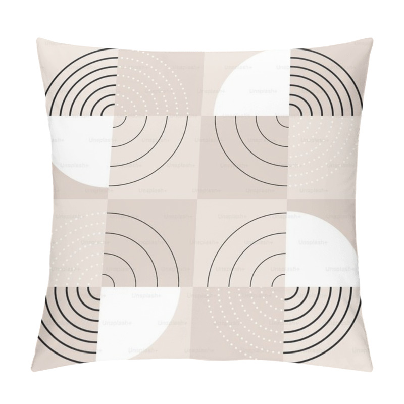 Personality  Abstract Geometric Patterns In Neutral Tones With Circular Designs. Pillow Covers