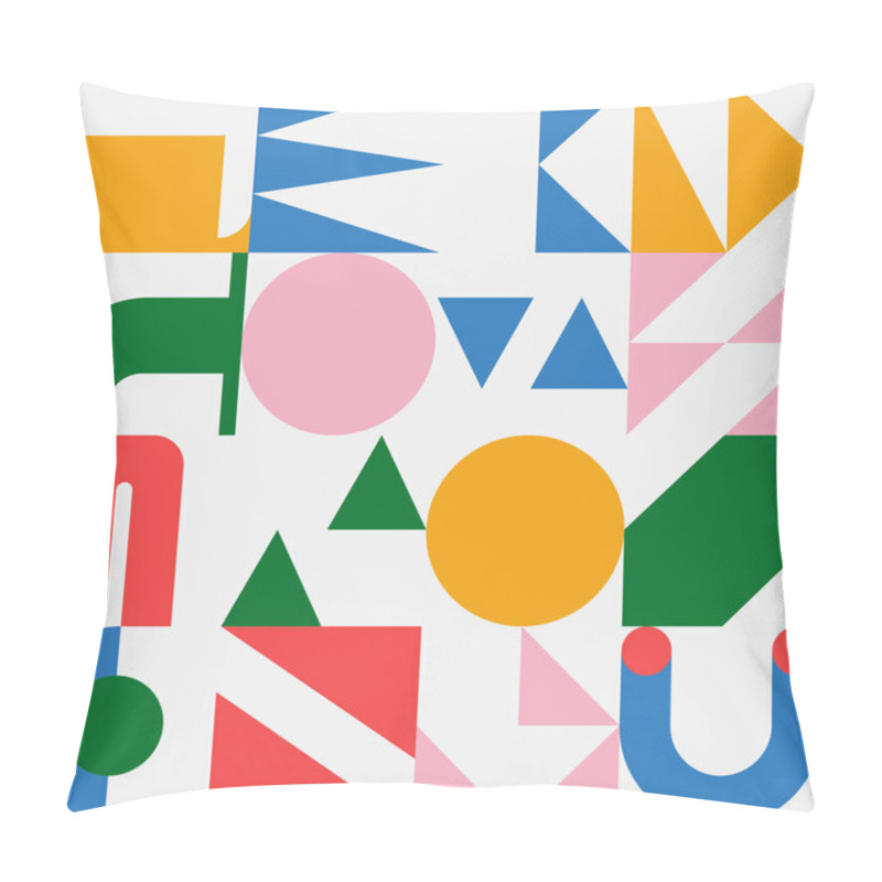 Personality  Pattern Design Made With Simple Geometric Shapes And Figures. Vector Geometric Abstract Composition Useful For Wallpaper Decorations, Presentations, Fabrics Textile Design, Etc Pillow Covers