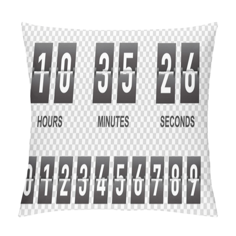 Personality  Flip Countdown Timer. Counter Down With Scoreboard Of Hours, Minutes, Seconds For Coming Soon. Digital Clock. Vector Pillow Covers