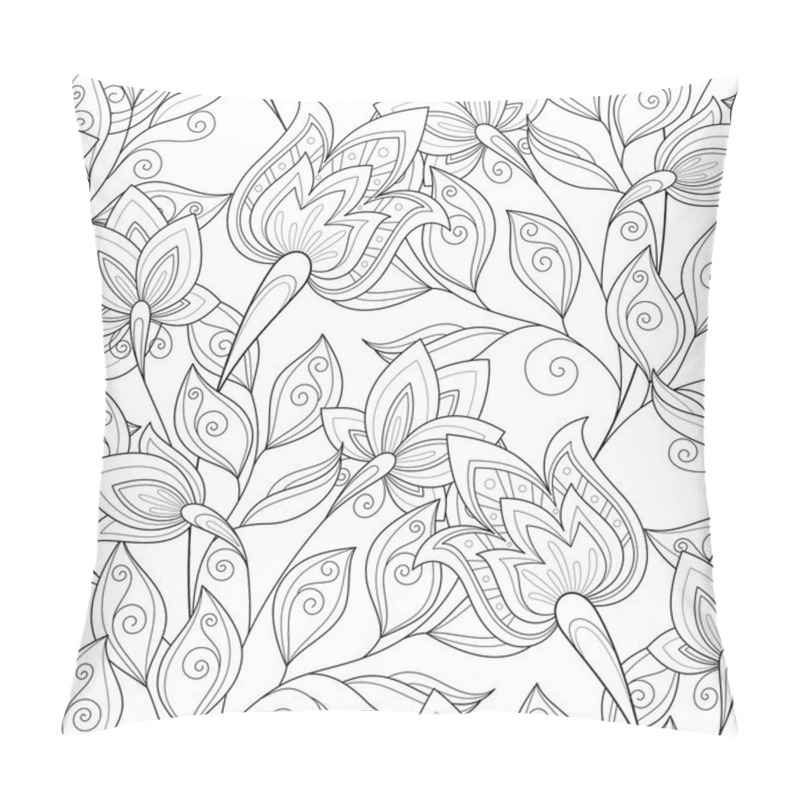 Personality  Seamless Monochrome Floral Pattern Pillow Covers