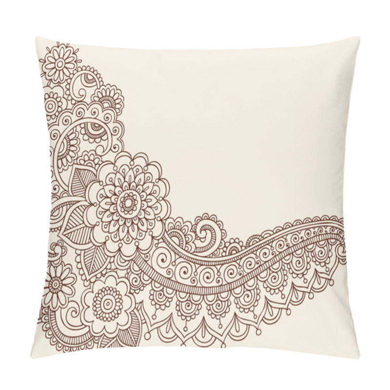 Personality  Henna Mehndi Pasiley Flowers Doodles Vector Pillow Covers