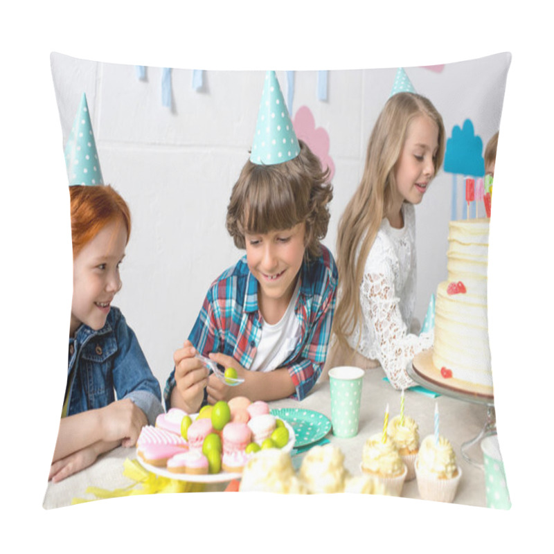 Personality  Happy Kids At Birthday Table  Pillow Covers