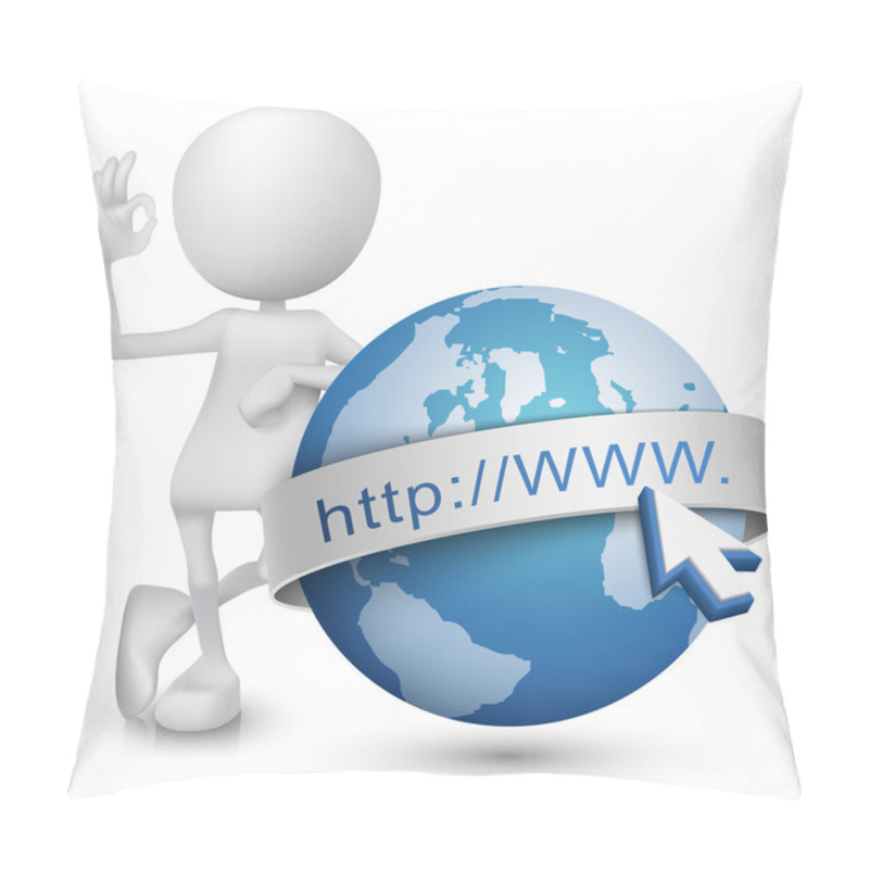 Personality  3d Man Showing Okay Hand Sign With An Internet Model Pillow Covers