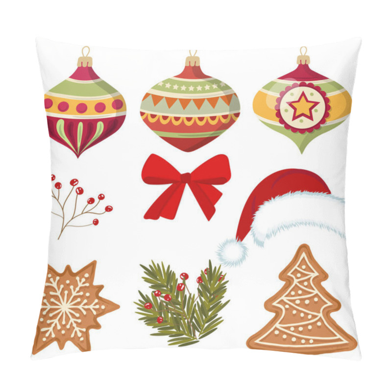 Personality  Beautiful Christmas Decoration Collection Isolated On White Pillow Covers