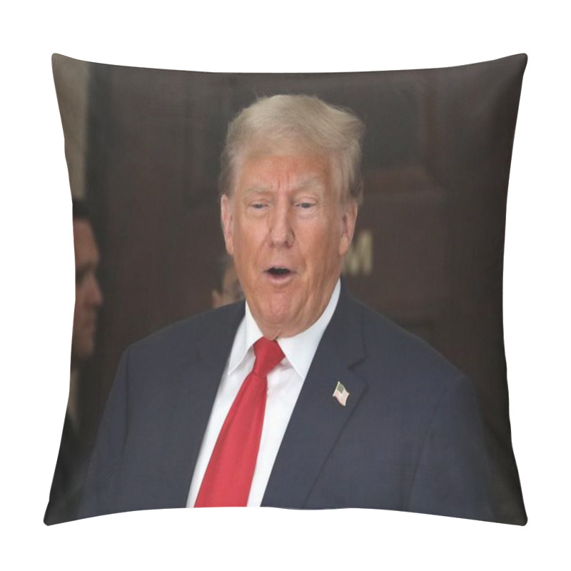 Personality  October 3, 2023 - New York, USA: The Former US President, Donald Trump Arrives At The Court On Day Two, For Fraud Trial In Manhattan Amid Tight Security And Busy Day. Pillow Covers