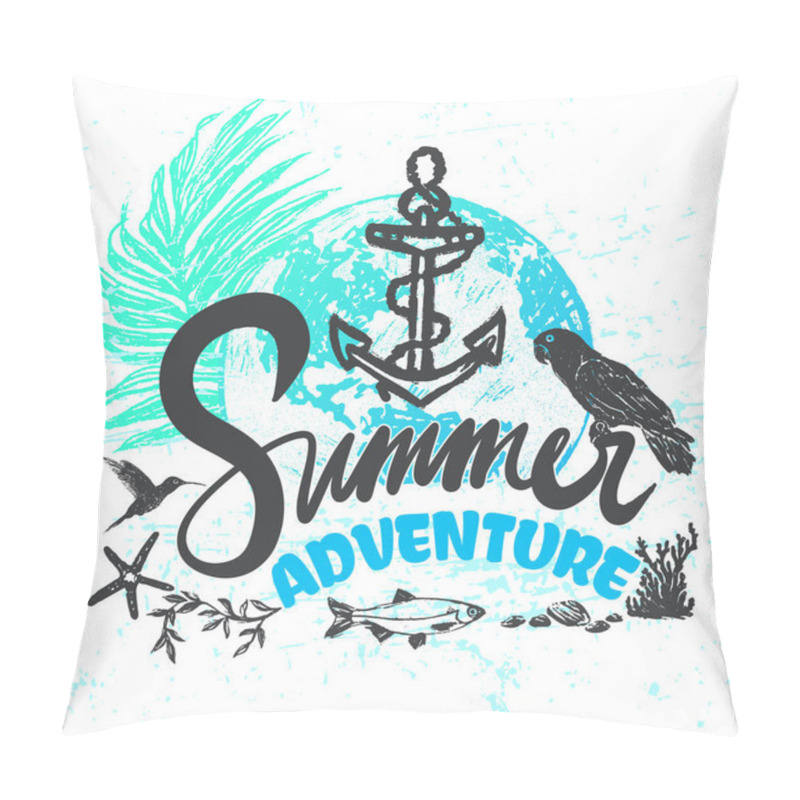 Personality  Ink Hand Drawn Vector Illustration About Summer Vacation Pillow Covers