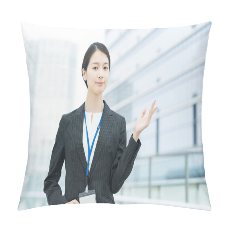 Personality  A Young Asian Business Woman In A Suit Posing For Guidance And Peace Of Mind Pillow Covers