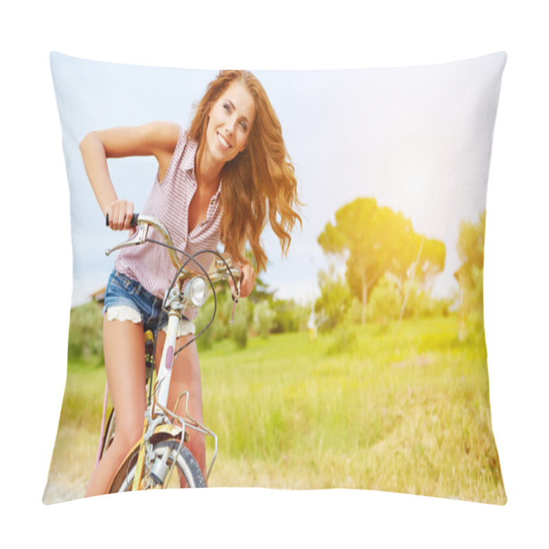 Personality  Girl On Bike Pillow Covers