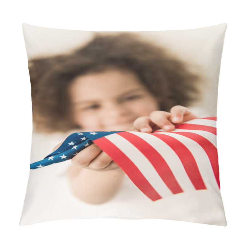 Personality  Baby Girl With American Flag Pillow Covers