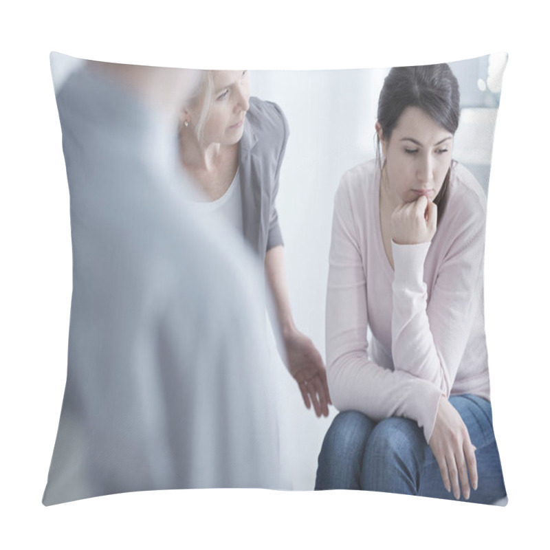 Personality  Worried Woman On Therapy Pillow Covers