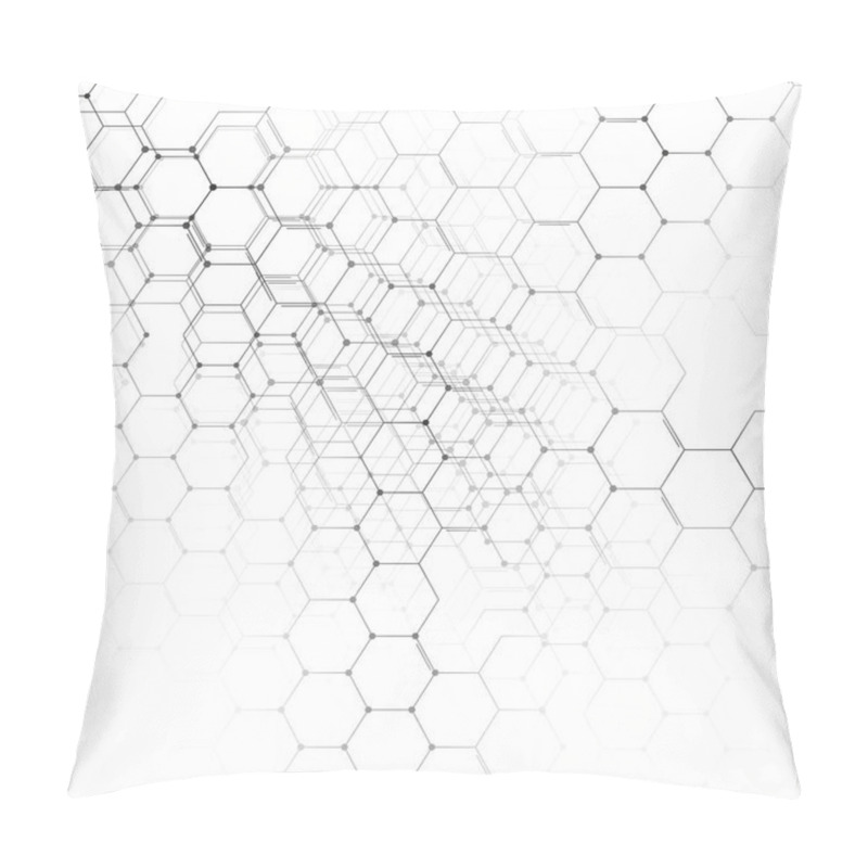 Personality  Chemistry 3D Pattern, Hexagonal Molecule Structure On White, Scientific Medical Research. Medicine, Science And Technology Concept. Motion Design. Geometric Abstract Background. Pillow Covers