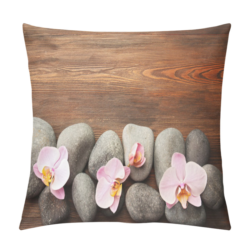 Personality  Spa Stones And Orchid Flowers  Pillow Covers