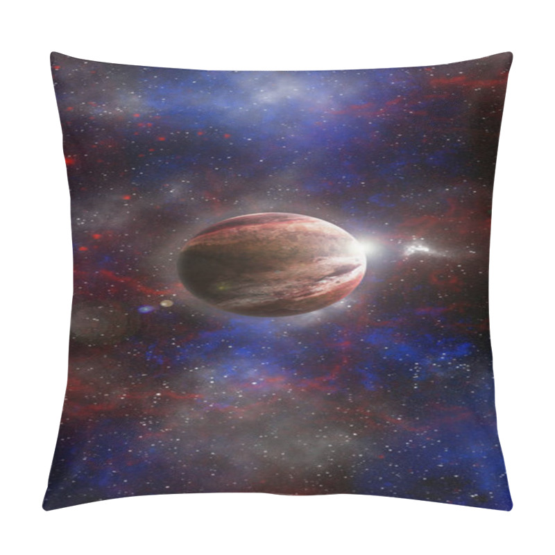 Personality  Unknown Planet From Outer Space. Space Nebula. Cosmic Cluster Of Stars. Outer Space Background. 3D Illustration. Pillow Covers