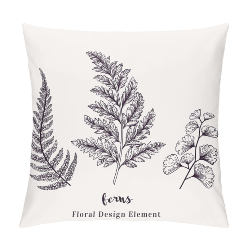 Personality  Set With Ferns Isolated  Pillow Covers