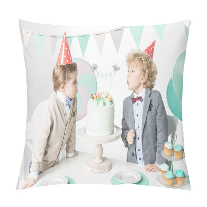 Personality  Boys Blowing Candles On Cake Pillow Covers