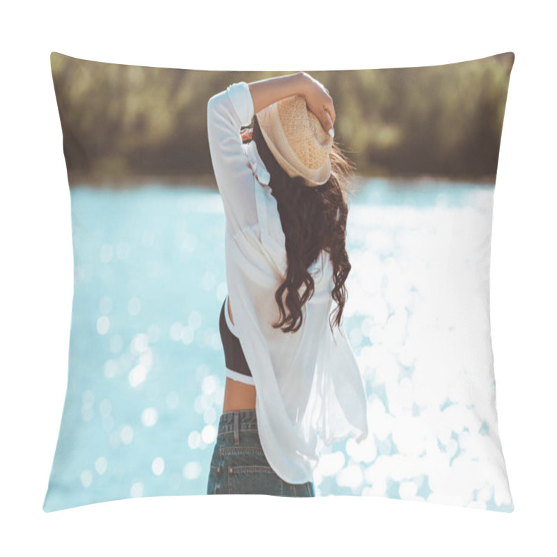 Personality  Young Woman At Beach  Pillow Covers