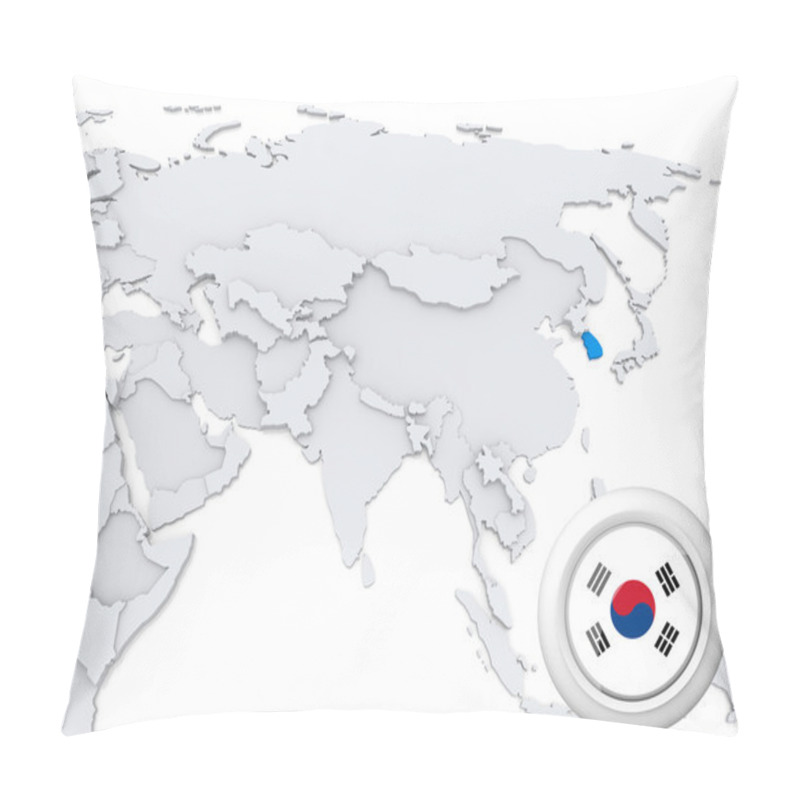 Personality  South Korea On Map Of Asia Pillow Covers