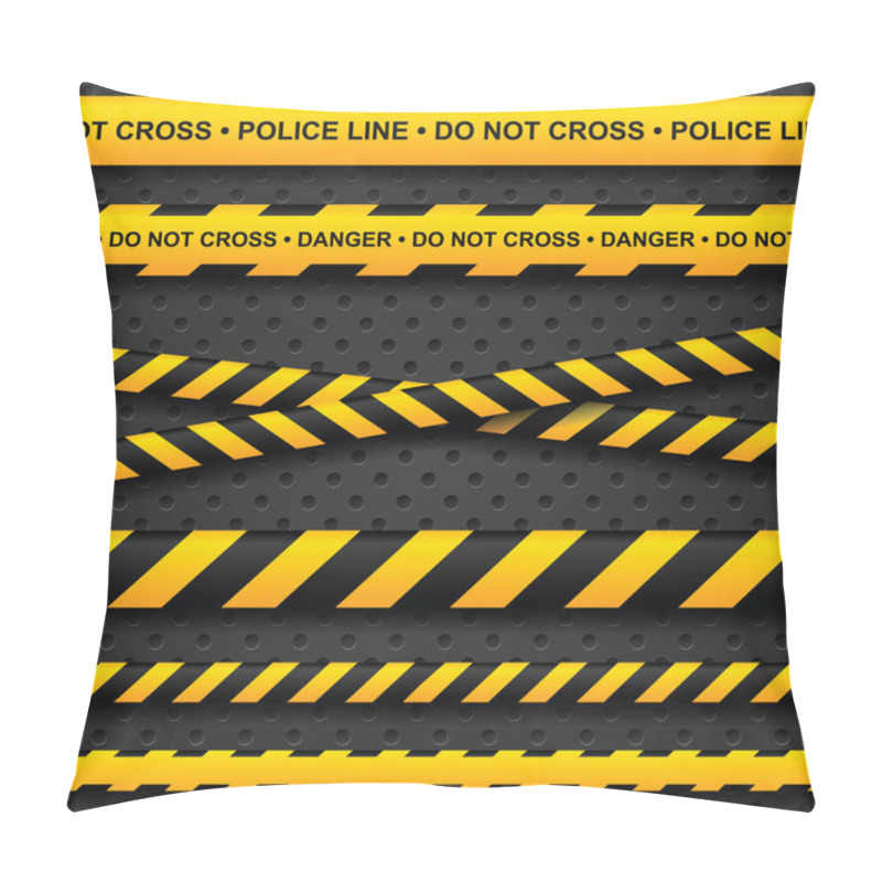 Personality  Police Line And Danger Tapes On Dark Background Pillow Covers