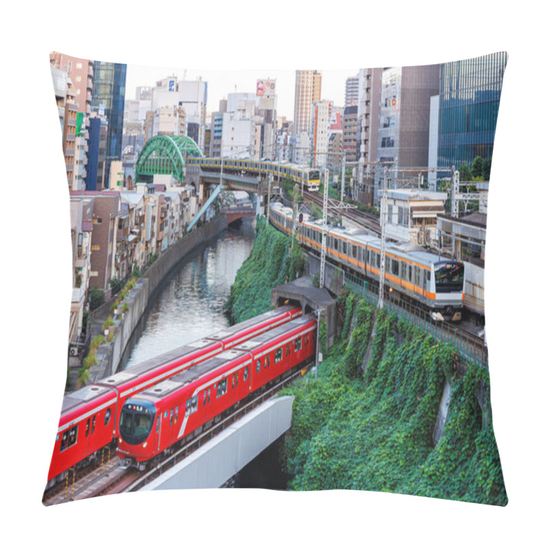 Personality  Tokyo, Japan - September 25, 2023: Public Transport In Tokyo With Metro Trains And Commuter Railways Of Japan Rail JR In Tokyo, Japan. Pillow Covers