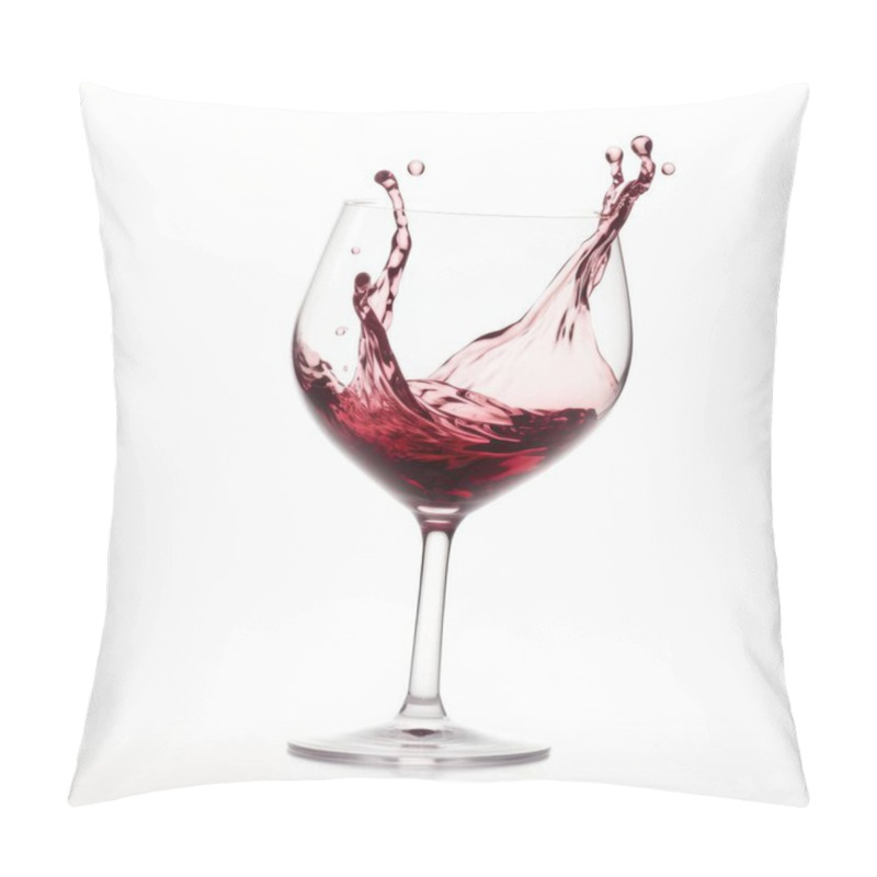 Personality  A Pristine Glass Of Red Wine Captures A Dynamic Splash, Showcasing Elegance And Vibrancy. Pillow Covers