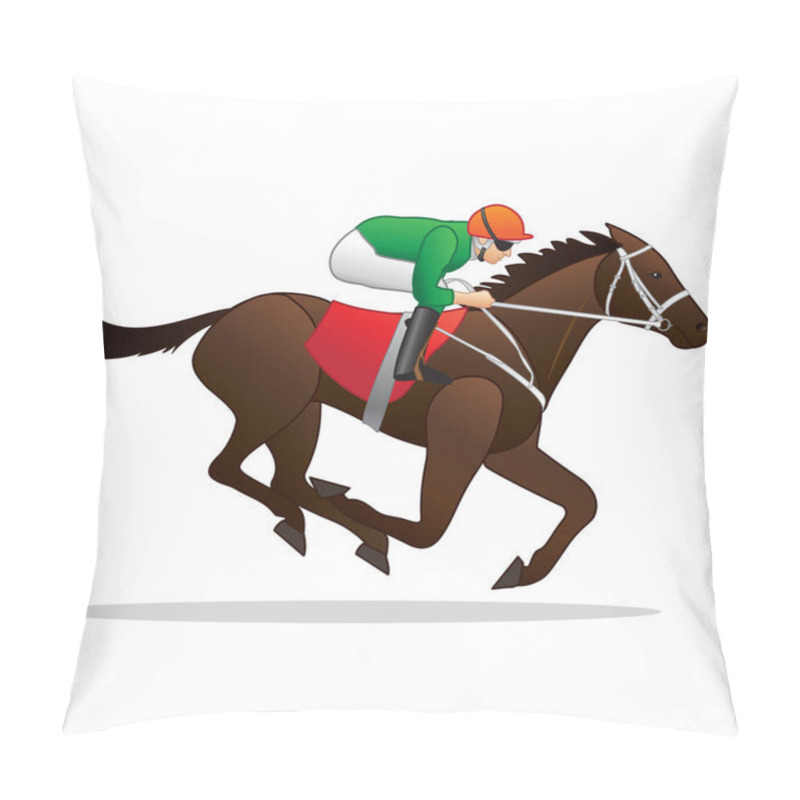 Personality  Galloping Race Horse With Jockey Pillow Covers