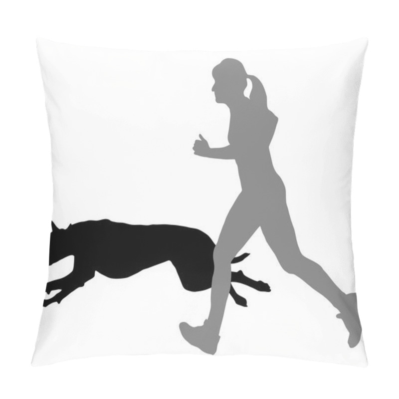 Personality  Woman Jogs With Dog Pillow Covers