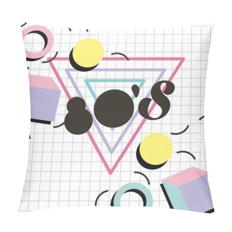 Personality  Memphis Style Pattern 80 Design Geometric Shape Grid Image Pillow Covers