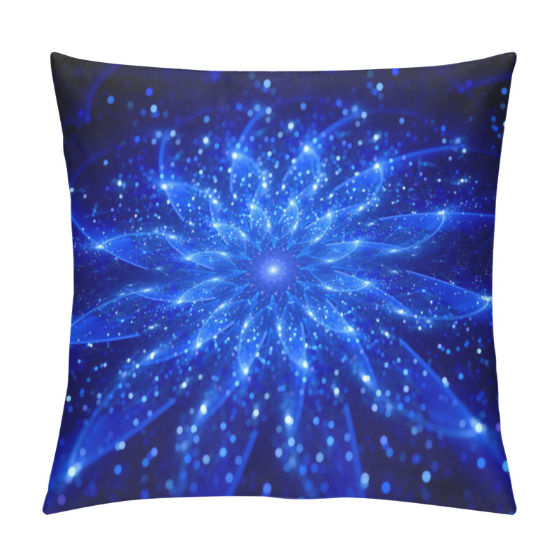 Personality  Blue Glowing Flower In Space Pillow Covers