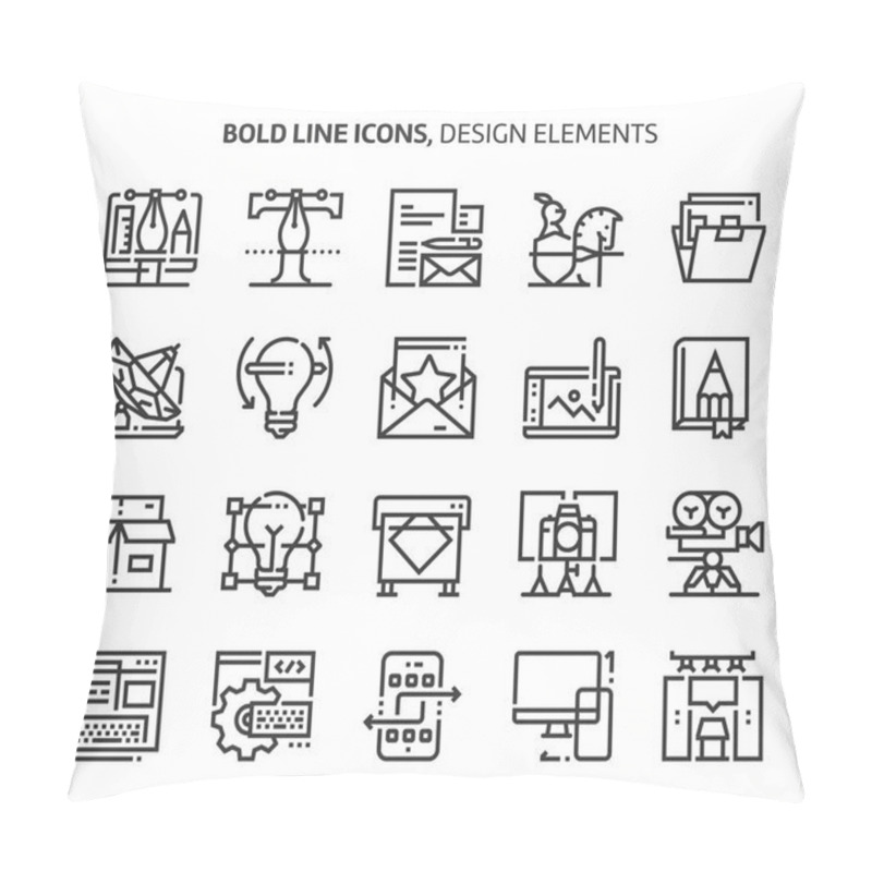 Personality  Design Elements, Bold Line Icons Pillow Covers