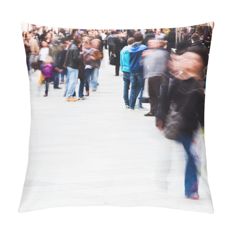 Personality  Crowd Of Shopping People In Motion Blur In The City Pillow Covers