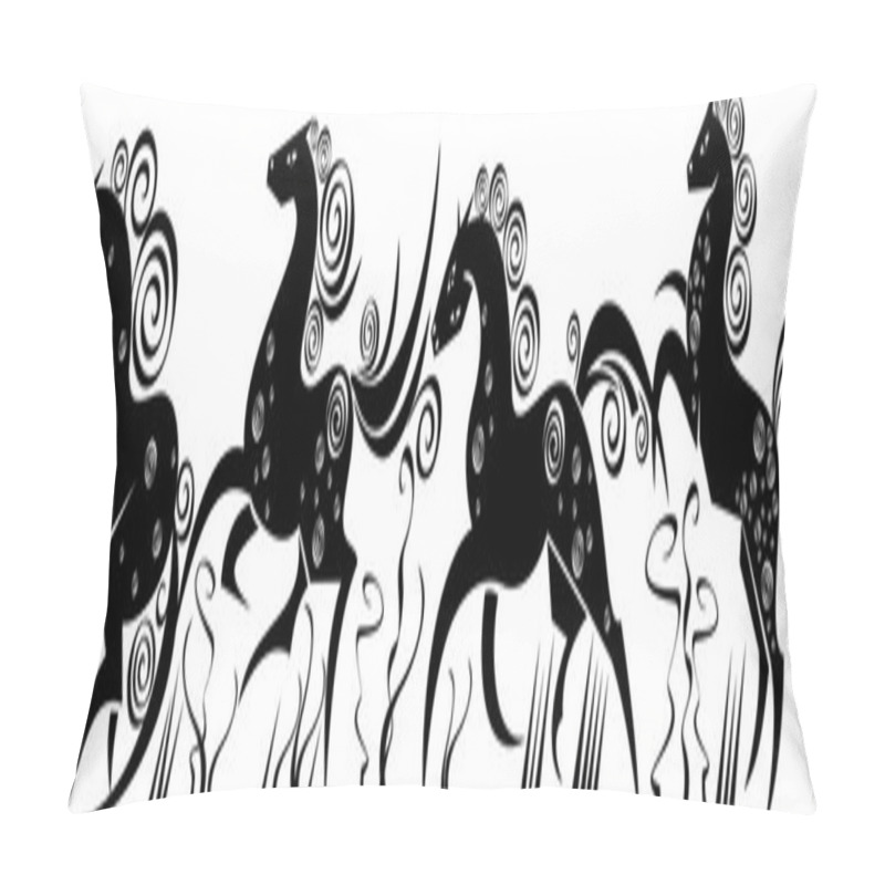 Personality  Stylized Silhouettes Of Running Horses Pillow Covers