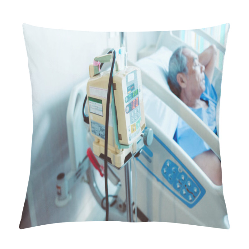 Personality  Image Of Infusion Pump With Elderly Patients In Hospital Bed, Medical Care Pillow Covers