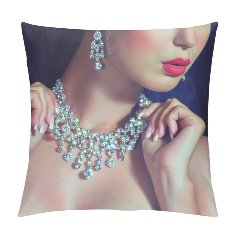 Personality  Fashion Woman With Jewelry Precious Decorations. Pillow Covers