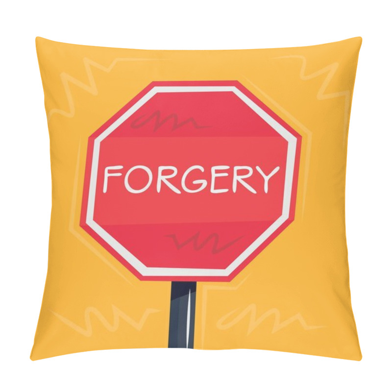 Personality  Forgery Warning Sign, Vector Illustration. Pillow Covers