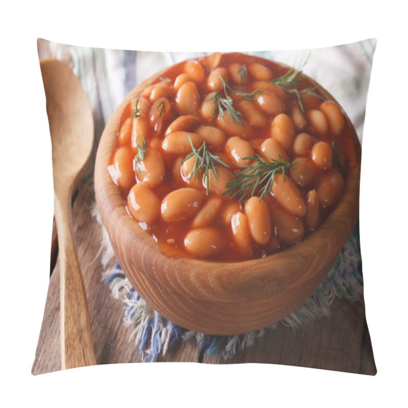 Personality  White Beans In Tomato Sauce In A Wooden Bowl Pillow Covers